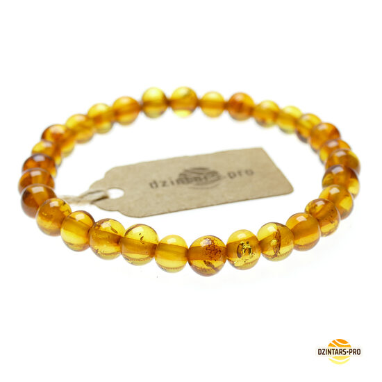 16 | 16.5 | 17cm • Premium quality polished amber women's bracelet - 8mm honey baroque beads